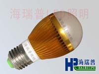 3W金色LED球泡灯 HRPLED-QP-3A 海瑞普节能灯 LED灯泡生产厂家 LED筒灯灯泡